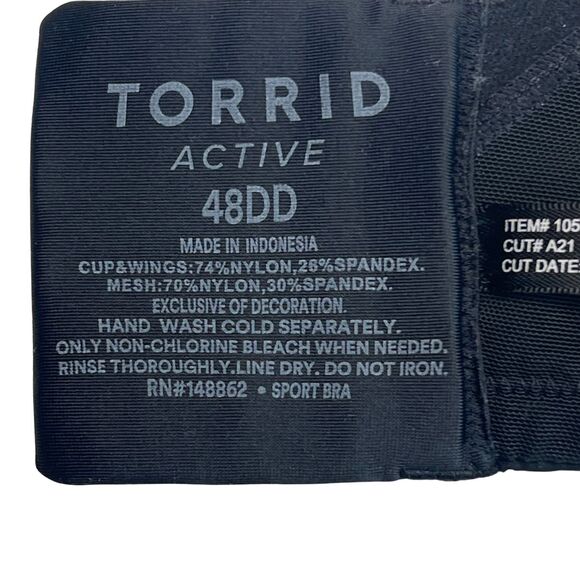Torrid Sports Bra Womens 48DD Black Active Wireless Medium Impact Activewear - Picture 11 of 12